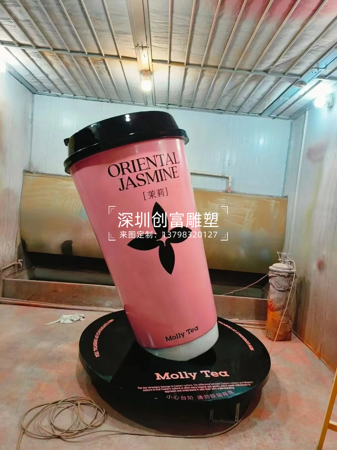 餐飲廣告引流道具大型玻璃鋼奶茶杯子仿真大碗雕塑奶茶店門(mén)口擺件