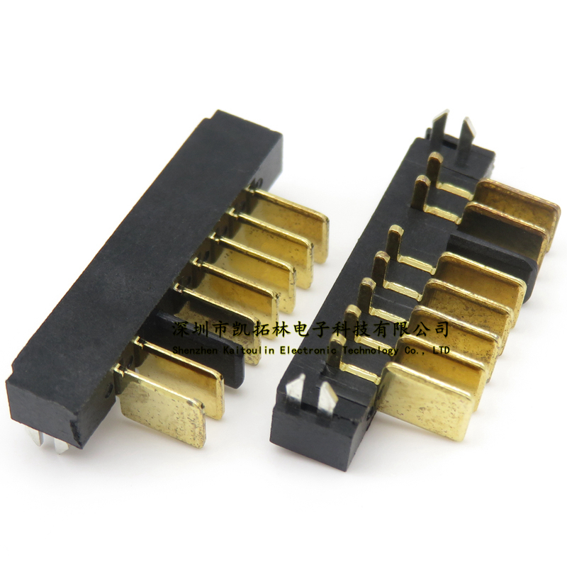 2.0間距防呆電池座 帶魚叉 90度彎針 7p鍍金公座 5+2P 大電流